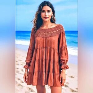 Free People Elora Mini Dress Size XS Crochet Babydoll